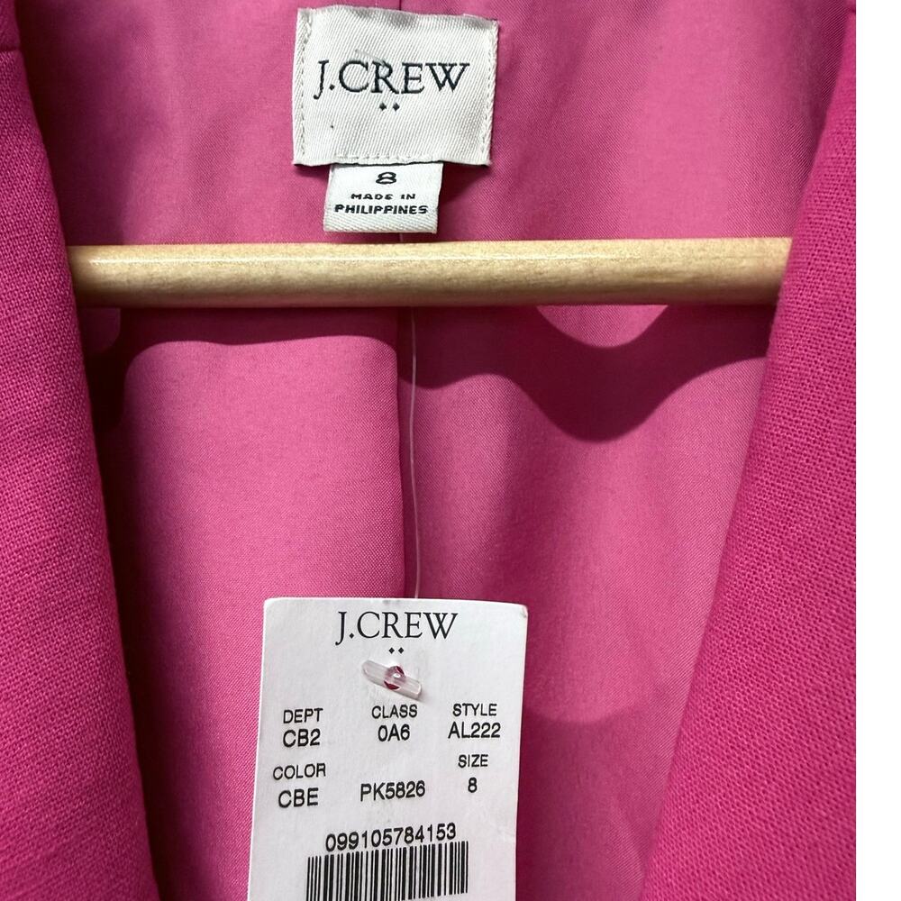 new J CREW hot pink Holland barbie fuchsia linen cotton single button blazer - Picture 5 of 8
